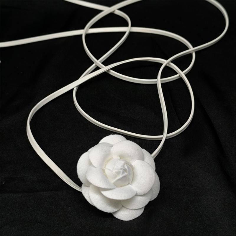 2Pieces Flower Neck Jewelry Set Fabric Necklace Women Neckwear Charm Necklace Date Jewelry Suitable for Daily Wear