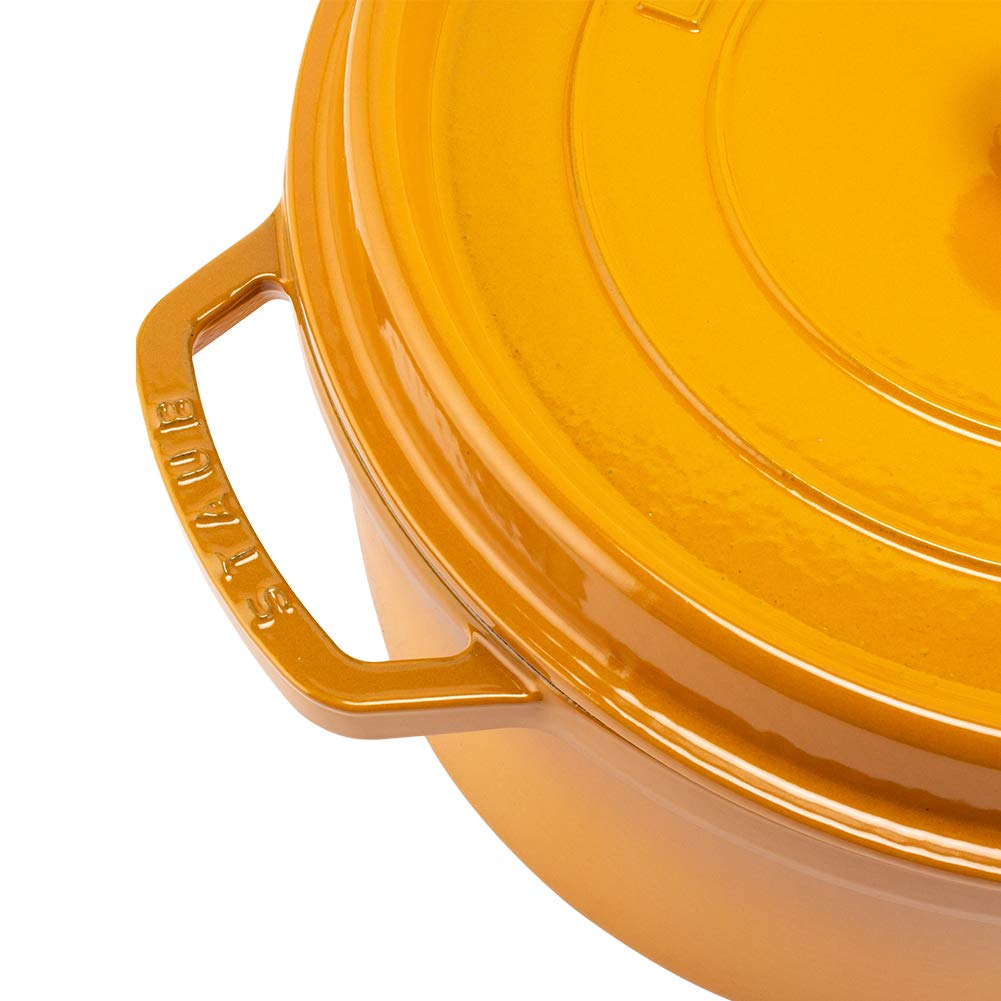 Staub Pico Cocotte Round 28cm 1102812 Enameled Pot Rund Brater Mustard Yellow Pico Cocotte Pot Stylish Cookware Kitchen Supplies [Staub]