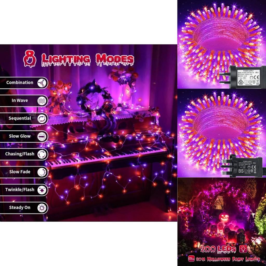 Halloween Fairy String Lights 200 Led 20m With 8 Modes For Festive Decoration