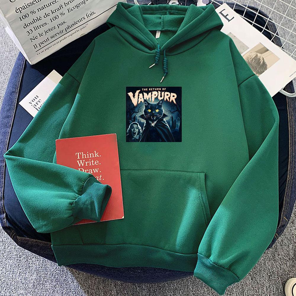 The Return of Vampurr Black Cat Posters Vampire Hoodie Funko Pop Gothic Sweatshirt Graphic Printing Vintage Clothing