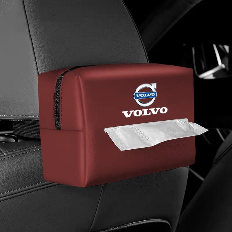 Auto-Taschentuch-Organizer-Tasche Papiertuch-Aufbewahrungsbox Zubehör für Volvo XC90 V90 V60 XC60 V40 S80 S60 S90 C40 XC40 V70 Ventilkappe