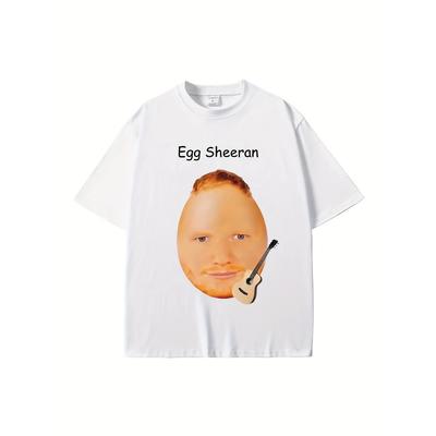 Interesting Ed Sheeran Pattern Printed T-shirt, Men's Fashion Crew Neck T-shirt, Summer Unisex Short