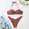 Solid Color Split Swimsuit Women's Three-point Bikini Sexy Beach Vacation Bikini Women