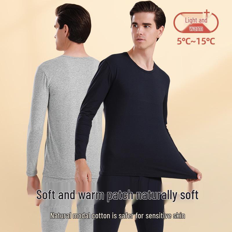 Men's Modal Slim-Fit Thin Warm Underwear Set - Knit Base Layer for Autumn, Winter, Spring