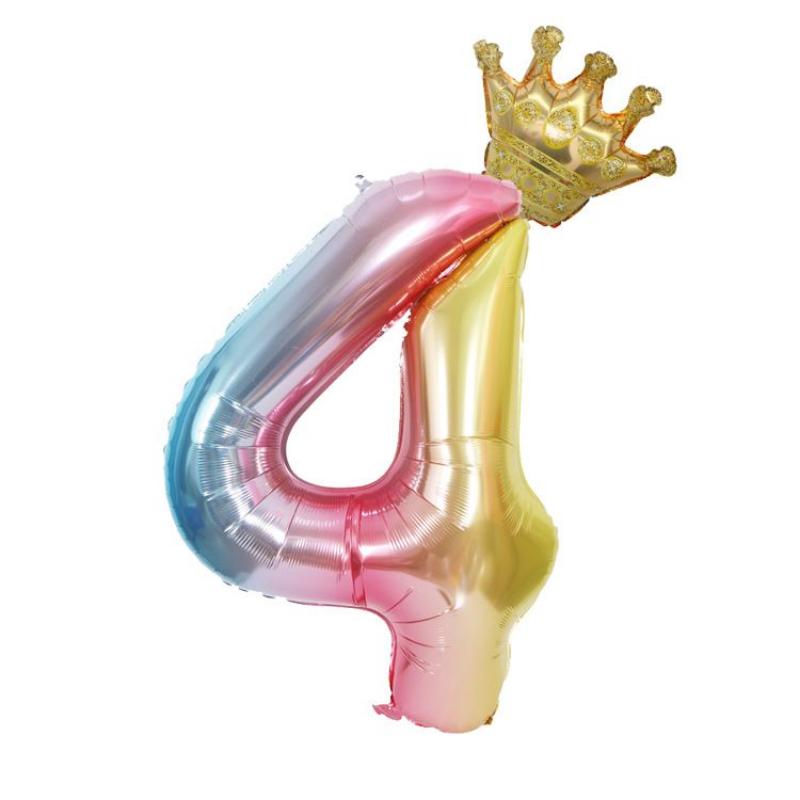 40-inch Gradient Digital Crown Balloon for Children's First Birthday Party Decoration