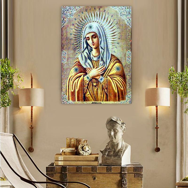 

Алмазная вышивка HUACAN, религиозные девственные стразы, картины, алмазная живопись, полная квадратная дрель 20*30 cm