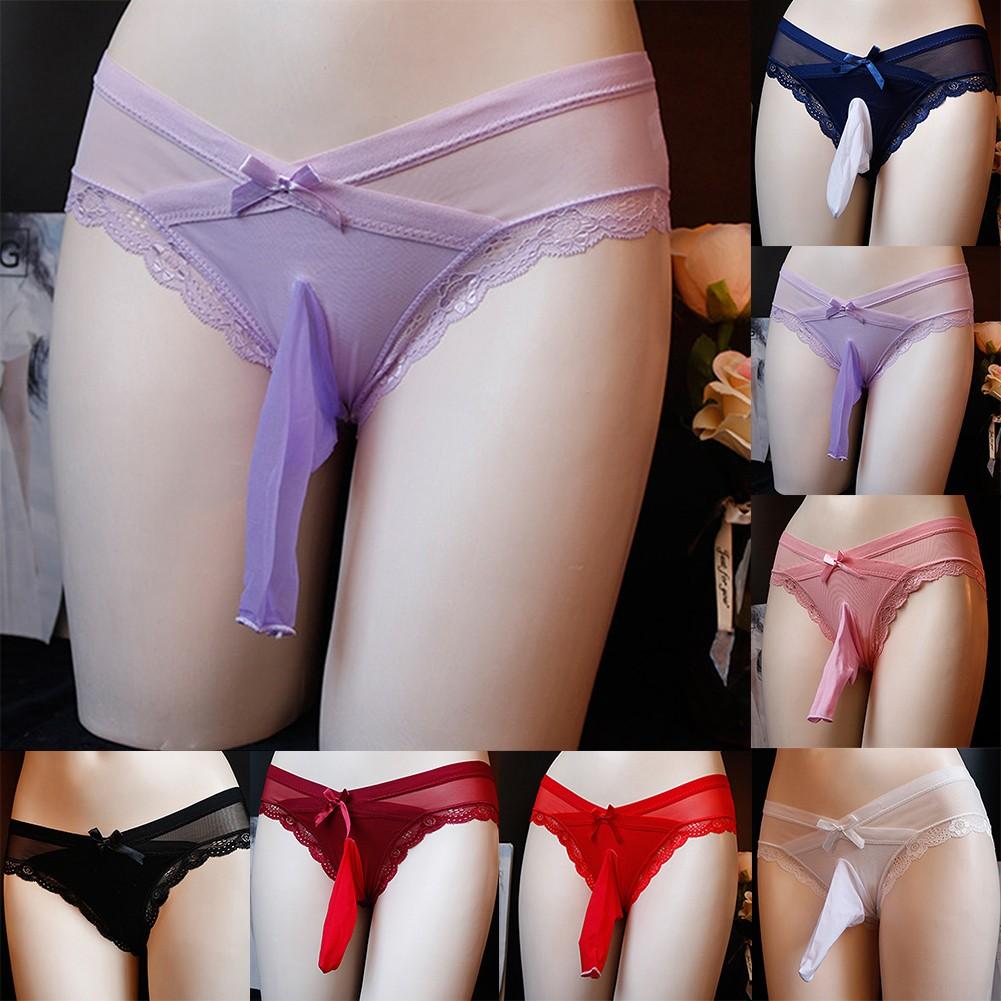 Fashionable Lacework Bowknot Panties Knickers for Men's Trendy Briefs Underwear