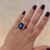 Cute Female White Blue Zircon Stone Ring Vintage Silver Color Wedding  For Women