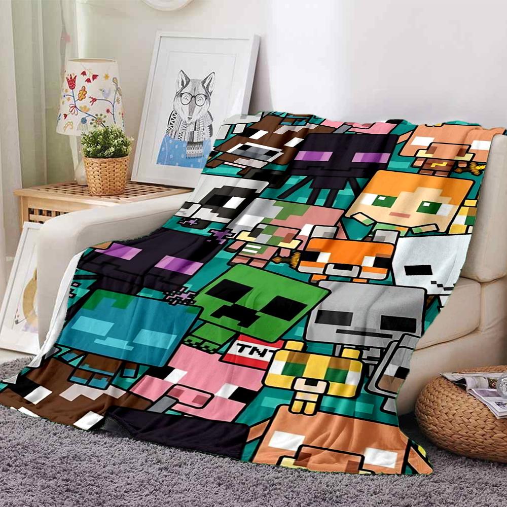 Minecraft Pixel Characters Blanket Soft Throw Blanket For Home Bedroom Bed Sofa Travel Office Solid Christmas Blanket
