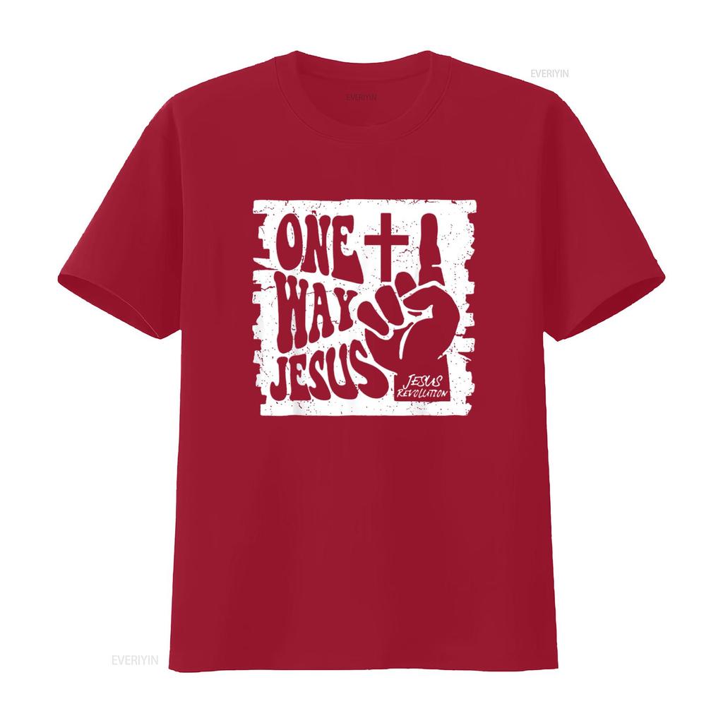 Heren Vintage One Way Jezus T-shirt Zwart X Large vintage Gewassen streetwear Comfortabele designer kleding Zacht Unisex mode