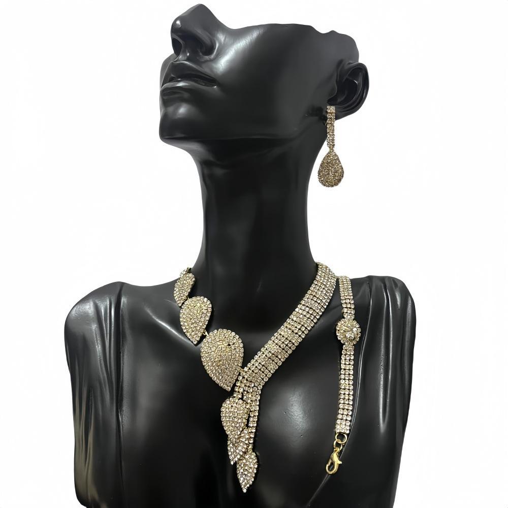 Женское Классическое Персональное Свадебное Банкетное Ожерелье с Хрустальной Каплей Воды Четырехэлементный Набор