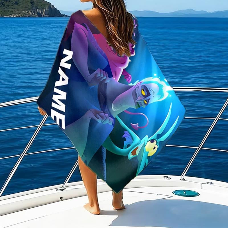 1pc Villain1 Beach Towel with Custom Name, Beach/Swimming/Bath/Picnic/Camping Towel, Suitable for Seaside Beaches