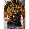 Camiseta de Manga Corta con Cuello Redondo para Hombre, Estampado Animal 3D a Color, Animal Manga Corta Cuello Redondo