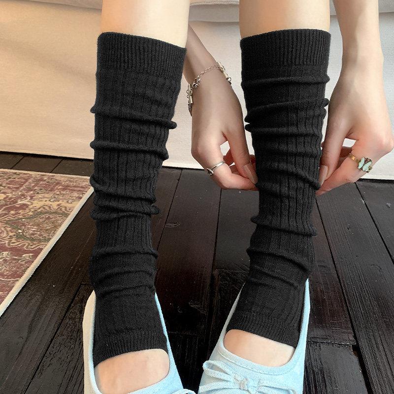 Thin Vertical Pattern Foot Stepping Calf Socks Women'S Summer Mesh Breathable Cold Stacking Socks Ballet Style Half Sole Leg Cover
