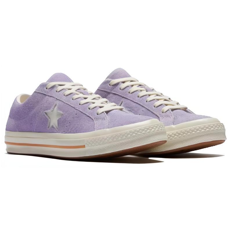 Converse One Star series Comfortable Low-top Canvas Shoes Unisex Lilac Color