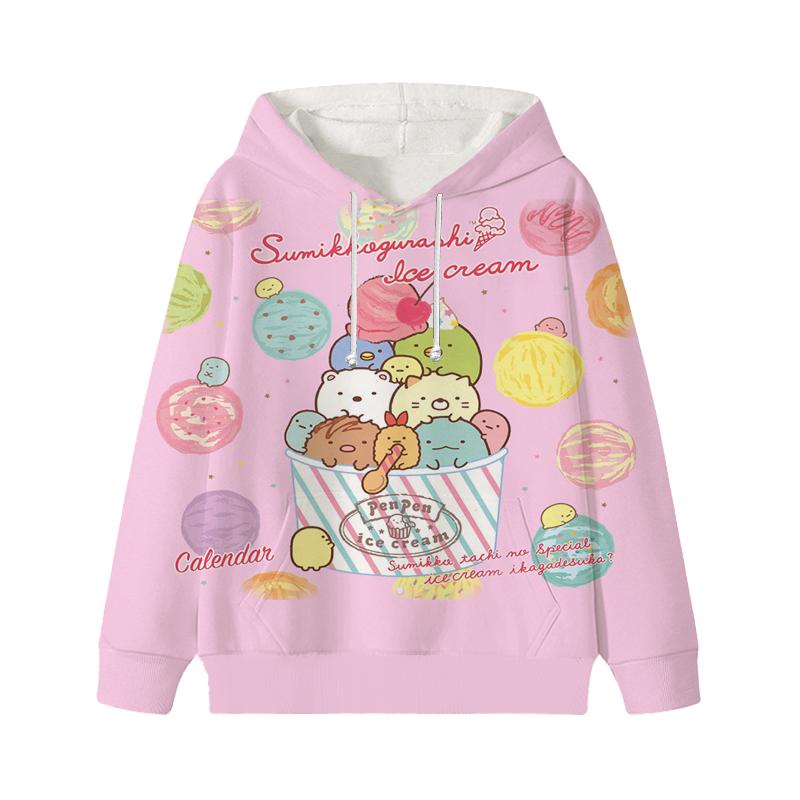 

Детская толстовка с капюшоном Sumikko Gurashi, осенний свитер с длинными рукавами для мальчиков и девочек, детский пуловер 100 белый