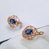 New Blue Natural Zircon Drop Earrings For Women Fashion  Rose Gold Color Hollow Crystal Flower Earrings Wedding Jewelry