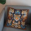 2D Exotic Leopard Head Pillowcase With Ornate Design Pattern Cushion Cover Suitable For Sofa Bedroom Car Pillow Cover