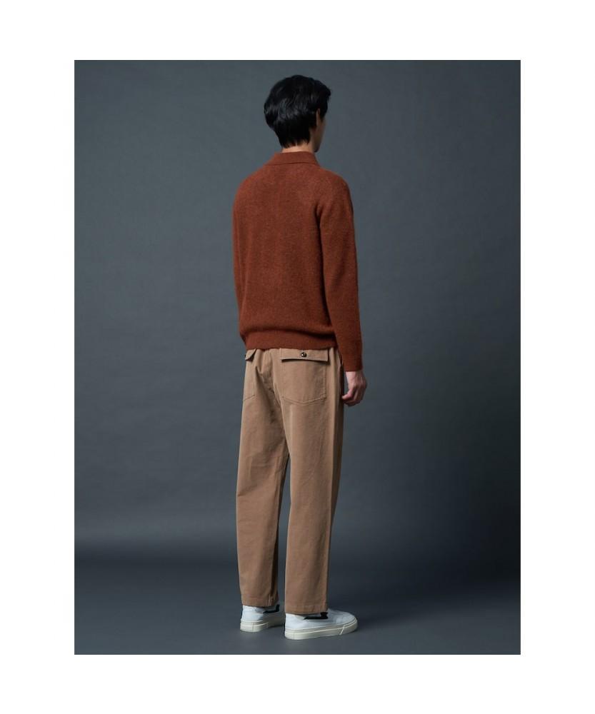 SHIFT.G Wool Blended Fancy Yarn Polo Neck Sweater Brick