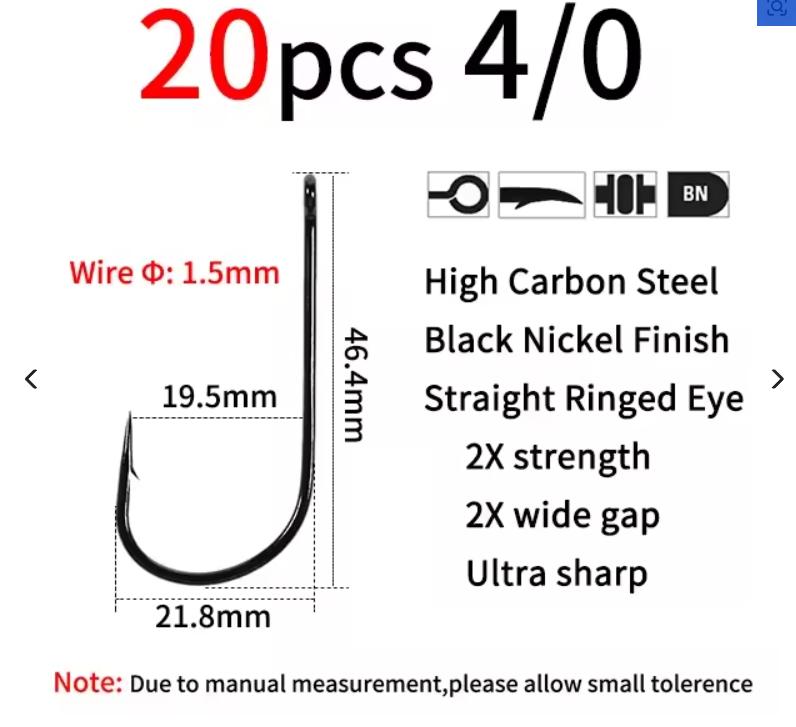 

1/0 - 6/0 Short Shank Wide Mouth Aberdeen Hook 2X Strength & Gap Saltwater Fishing Hook Sabiki Rigs Big Streamer Fly Hook 4/0