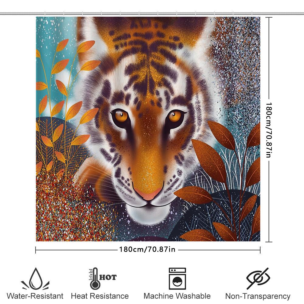 Tiger Shower Curtain Wild Animal Nature Forest Decor Bathroom Set Vintage Home Decor Waterproof Tapestry Wall Hanging