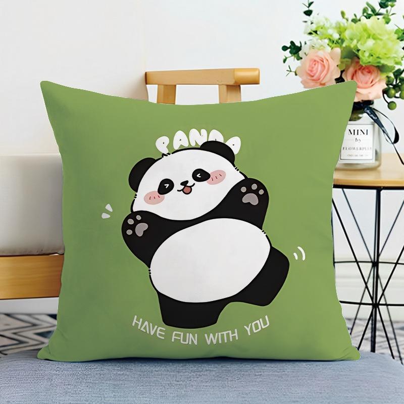Cute Panda Print Decorative Pillowcase Bedroom Living Room Square Cushion Pillowcase