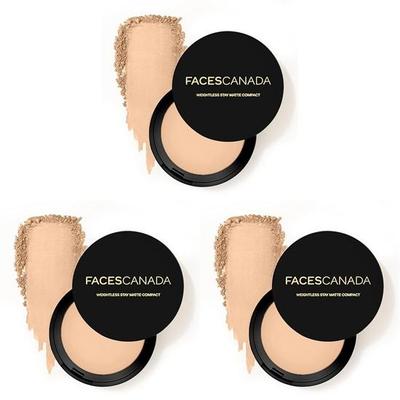 FACESCANADA Weightless Stay Matte Finish Compact Powder - Beige, 9 G | Non Oily Matte Look | Evens Out Complexion  | Pressed For All Skin Types