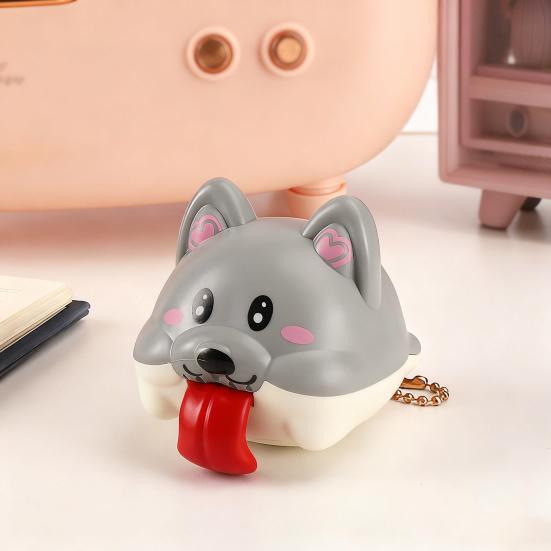 Long Tongue Dog Toy with Sound Stress Relief Cartoon Puppy Fidget Toy Keychain Backpack Hanging Decoration Interactive Tongue Animal Decompression Toy