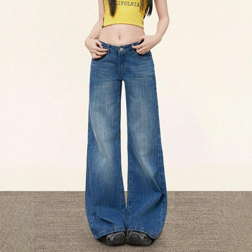 

Fashionable Comfortable Non-stick Leg Micro Flare Jeans Women Autumn Retro Low Waist Loose Casual Flared Trousers Jeans for Women Long Denim Pants 4XL