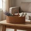 Woven Basket Arched Handle Rattan Brown Tray Organizer