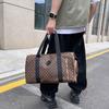 Presbyopia travel bag men's independent shoe position sports bag trendy light luxury PU leather brown gym bag