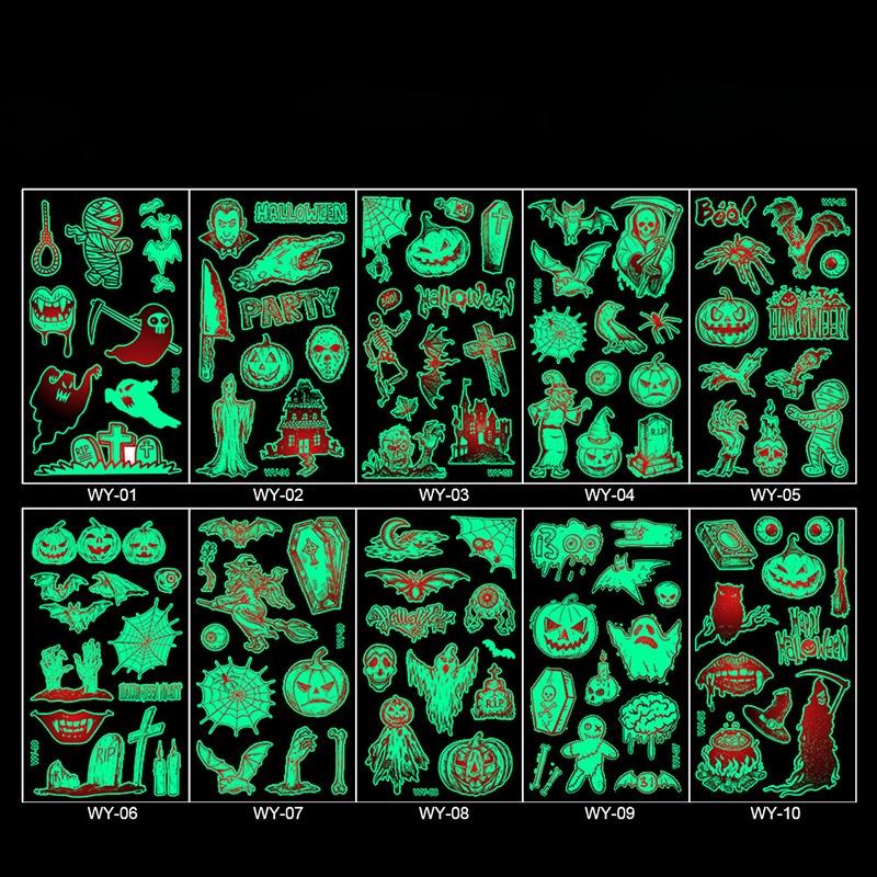 

Хэллоуин Наклейки Тату Детские Мультяшные Ночные Светящиеся Детские Вечерние Реквизиты Макияж Style D