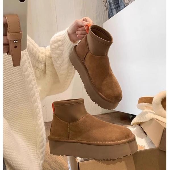 Women's Large Size Soft Sole Winter Warm Fur One Anti-slip Snow Boots Padded Lined Ankle Boots Outdoor Sports Cotton Boots