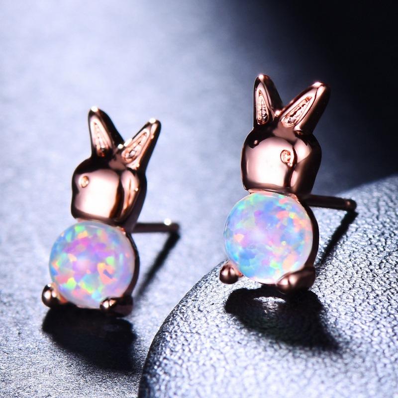 Wish seasonal opal rabbit ear buckle lady naughty funny fresh wind niche jewelry