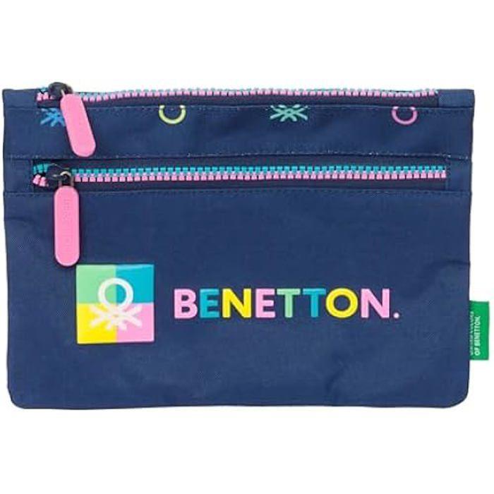 Schlamperetui - SAFTA - Benetton Cool - Doppelter Reißverschluss - Blau - Synthetisch