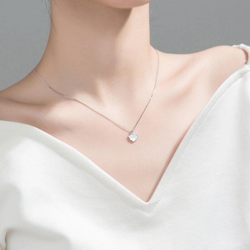 925 Sterling Silver Sweet Shell Clavicle Chain Necklace for Women Pendant Necklace Jewelry Gifts