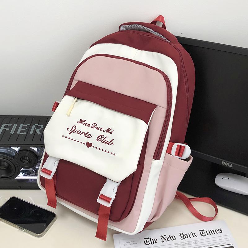 Kinder Grundschülerinnen Burgunderfarbener Rucksack Junior High School Schülerinnen Mittelschülerinnen College-Studentinnen Rucksack