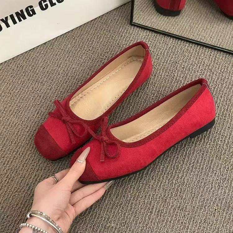 Fashion Casual Versatile Shallow Mouth Women's Single Shoes Spring and Summer New Flat Bow Niche Ballet Shoes