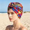 Pălărie Turban pentru Femei, Accesoriu de Cap în Stil Boem cu Flori Răsucite, Eșarfă de Cap cu Model Geometric cu Design Nodurat în Partea din Față