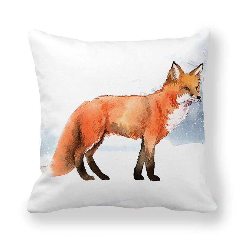 Icy And Snowy Animal Patterns Digital Printing Short Plush Pillow Covers For Car Sofa Office Cushion Cover Home Goods