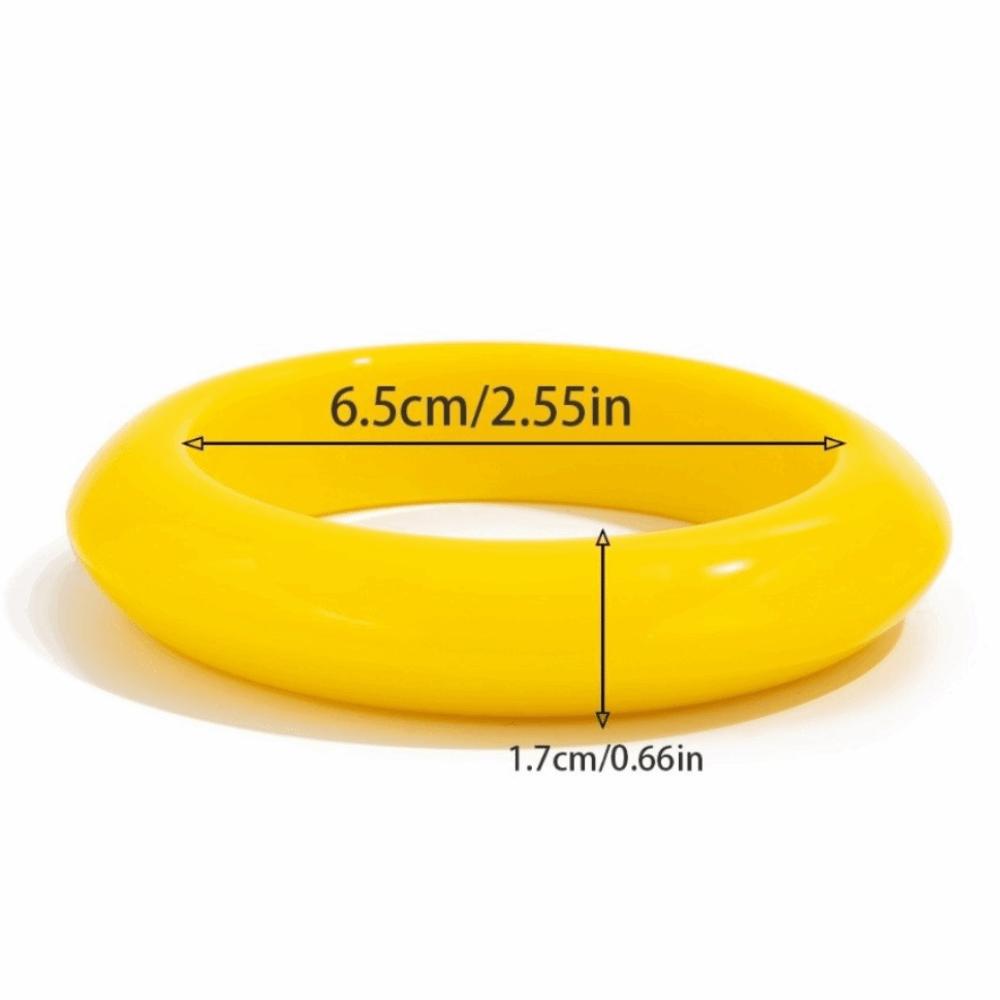 Korean Glossy Round Resin Bracelets Thick Geometric Plastic Bangle Stackable Elegant Wide Bracelets Fashion
