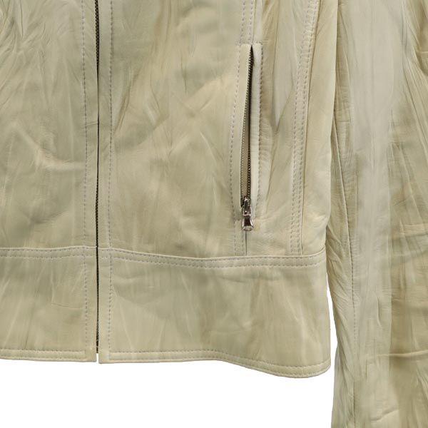 North Beach Lambskin Leather Jacket S(44) Ivory Sheep Leather Women Used