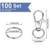 100Set Swivel Snap Hooks With Key Rings Metal Keychain Clip Snap Hooks For Keychain Clip, Lanyard, Key, Art Crafts, Silver+Gold