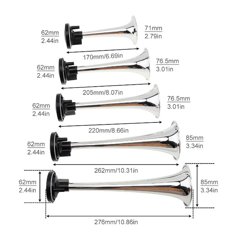 Hava Korna 125DB/185DB 12V Süper Gürültülü Araba Tam Komple Sistem Kompresörlü 5 Korno Hava Korna Hoparlörleri Araba Kamyon Tekneler İçin