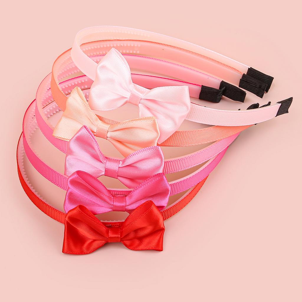 5 st 2,5 tums satin hårrosetter med pannband plasttänder hårband barn flickor pannband barn håraccessoarer set