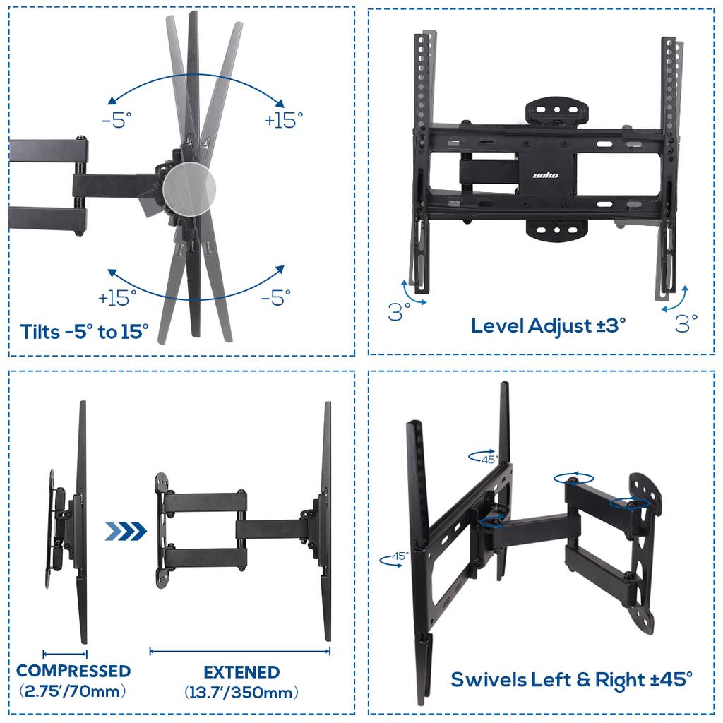 Full Motion Swivel Extension Arm Wall Mount TV Bracket for 26-55 Inches LED LCD