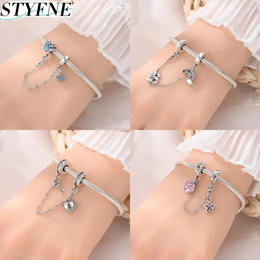 Newcopperclassical Cross Flower Type Musical Note Butterfly Safety Chain For Women Bead Diy Bracelet Jewelry Gift