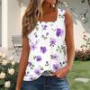Women's Fashion Pleated Printed Square Neck Vest Top