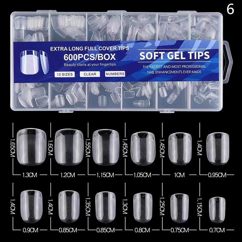 600 Buc/Cutie Unghii False Transparente Mate French Migdală Acrilic Picătură de Apă Vârfuri Unghii False Pentru Extensie Vârf Instrument Manichiură