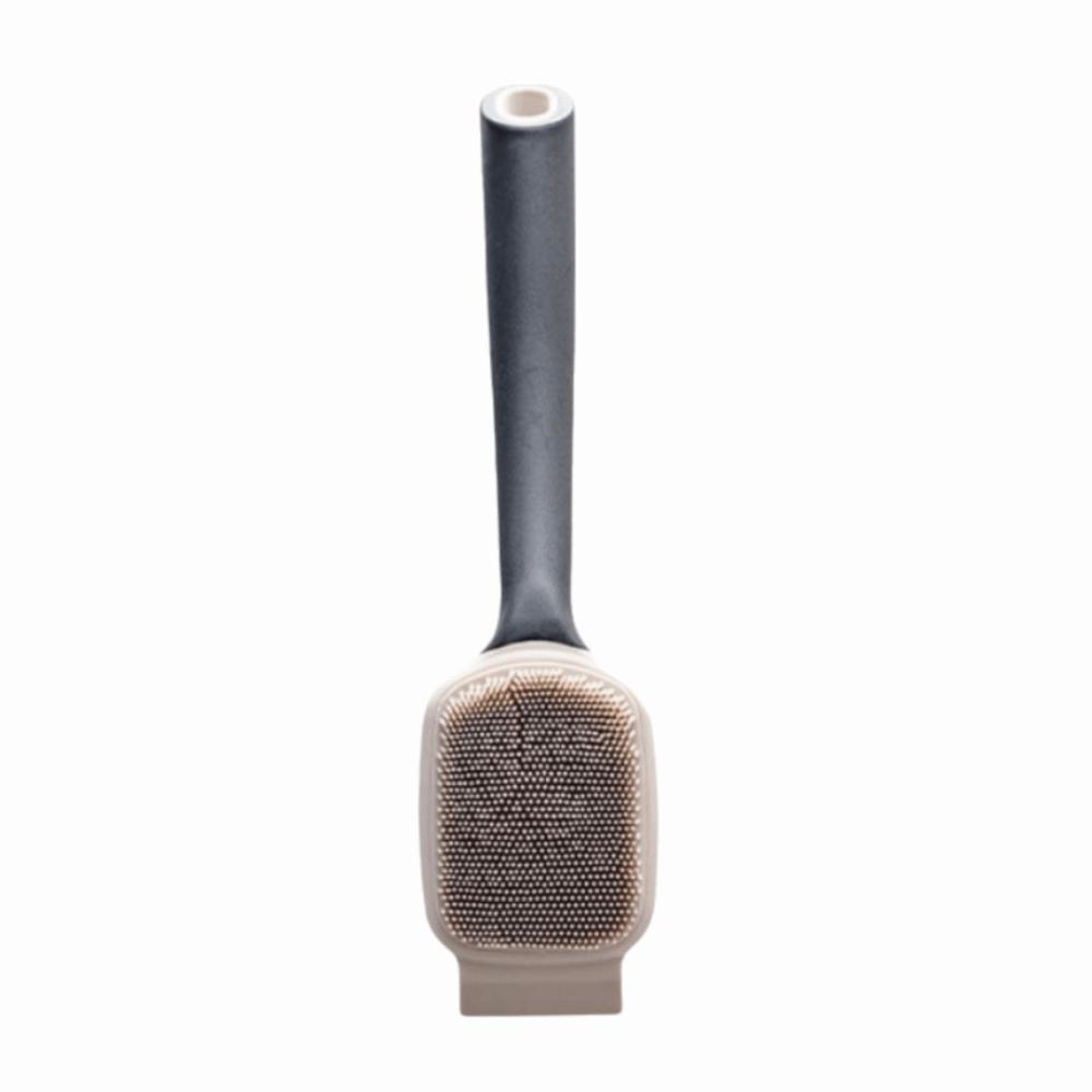Silicone Bristles Dish Cleaning Brush Long Handle Pot Brush Scrubber  Oil Cleaning серый